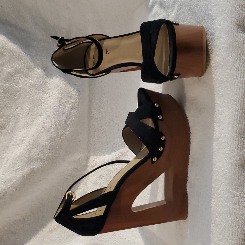 Black Luxe Wedge Heels